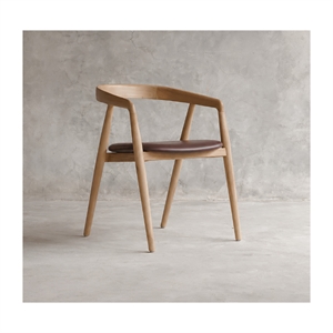 Rose spisebordsstol - Teak træ - Mørkebrun læder